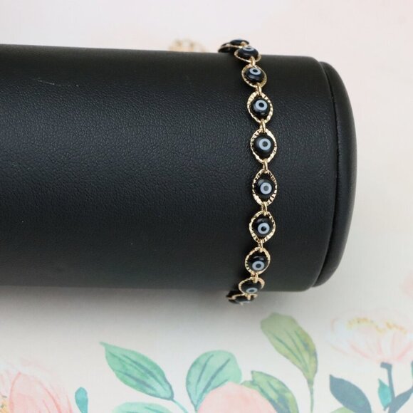 "Evil Eye Rose Gold Bracelet with Adjustable Chain - Elegant Design, XPBL0822 - Picture 8 of 12